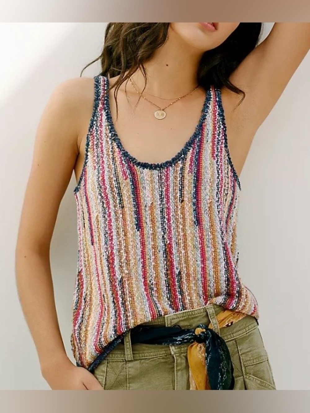 Anthropologie Pilcro Avery Multicolor Striped Knit Sweater Tank - Small